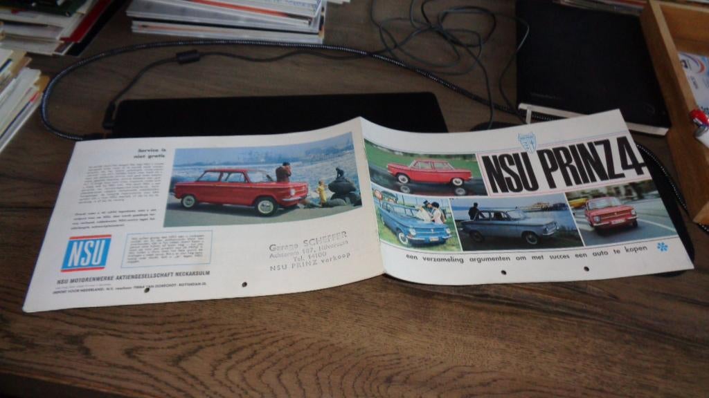 Folder  NSU  PRINZ  4  ,  4-1966, Verzenden, Zo goed als nieuw, Overige merken