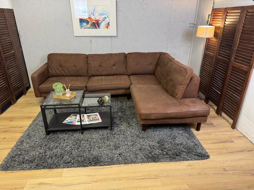 Stevige Cognac Microleren Hoekbank- Gratis Bezorgd, Ophalen of Verzenden, Sofa Point, Sofapointnl@gmail.com, Noordkade 68A