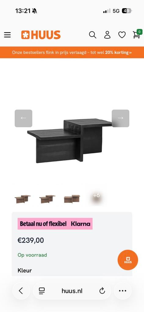 Salontafel Skip van LABEL51, in zwart mangohout, Ophalen, Gebruikt, 50 tot 100 cm, 50 tot 100 cm