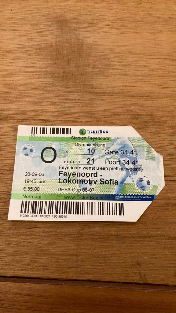 Ticket Feyenoord - Lokomotiv Sofia UEFA Cup 28-09-2006, Ophalen of Verzenden, Zo goed als nieuw, Feyenoord, Overige typen