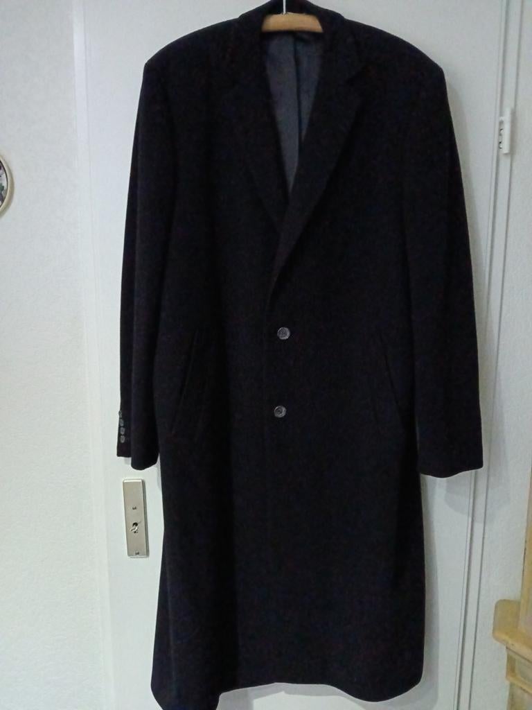 Lange zwarte wollen heren jas met 56/58, Ophalen, Nieuw, Maat 56/58 (XL), Zwart