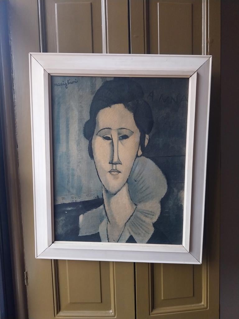 Oude ingelijste prent van Modigliani, Ophalen of Verzenden