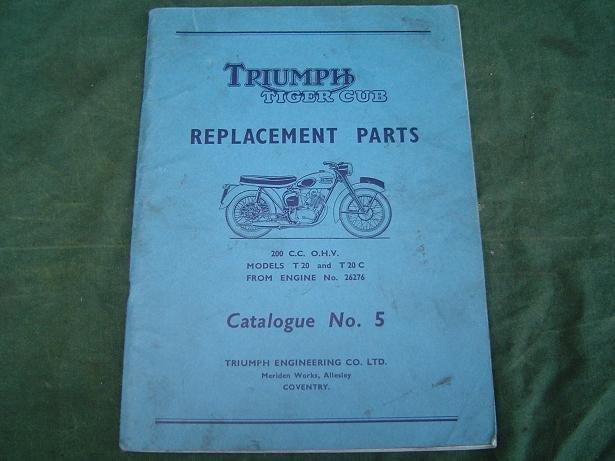 Triumph Tiger Cub 200cc T20 T20C motorcycle parts list, Ophalen of Verzenden, Triumph