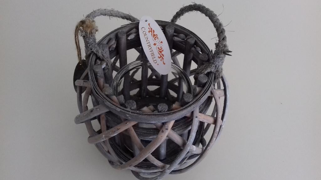 NIEUW!  Windlicht, lantaarn, kaarsenhouder, Bruin, Nieuw, Ophalen of Verzenden, Minder dan 25 cm