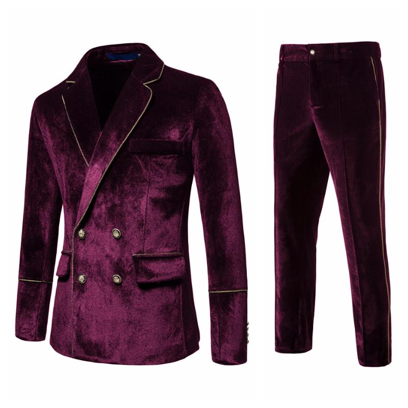 Heren rood fluwelen kostuum pak blazer colbert pantalon, Verzenden, Nieuw, Overige maten, Rood