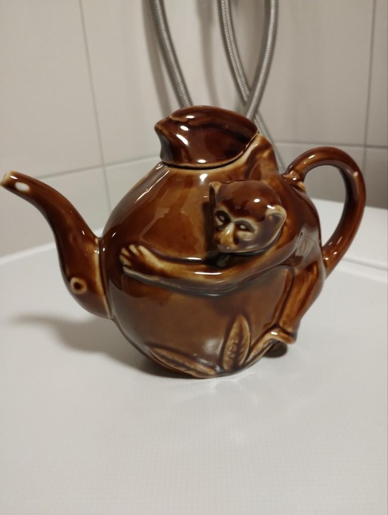 NOS japans geglazuurd keramiek theepot met aapje, Antiek en Kunst, Antiek | Keramiek en Aardewerk, Ophalen of Verzenden