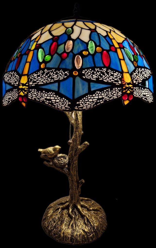 Tiffany-stijl Dragonfly tafellamp 60x40 #7.1, Ophalen of Verzenden, Nieuw, Glas, Minder dan 50 cm