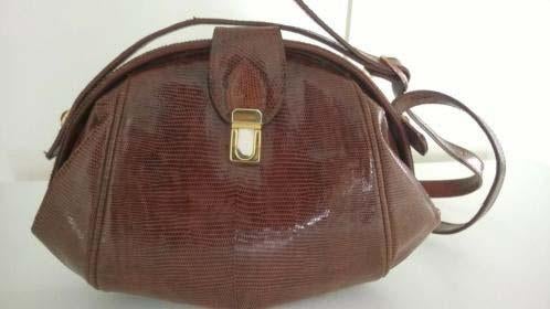 Vintage slangenleren slangenleer slangen leer schouder tas, Ophalen of Verzenden, Zo goed als nieuw, Bruin, Schoudertasje