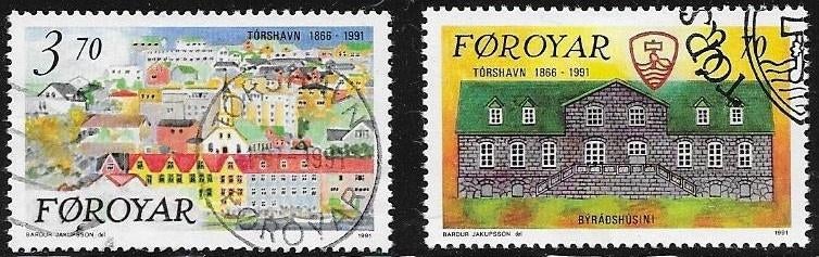 Denemarken (Faeröer) Michel 217-218 gestempeld, Ophalen of Verzenden, Denemarken, Gestempeld