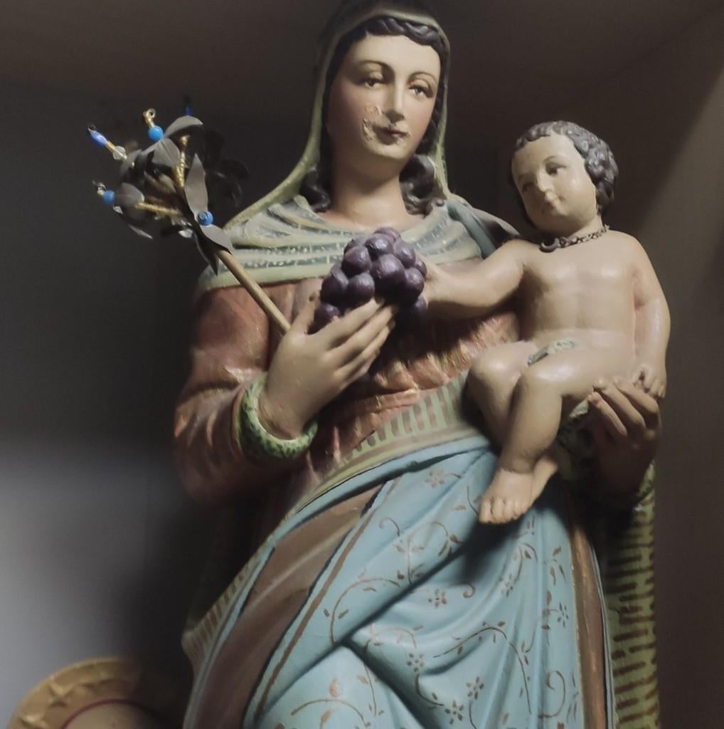 324 Mooi oud beeld van O. L. Vrouw van Affligem - gips, Antiek en Kunst, Antiek | Religie, Ophalen of Verzenden