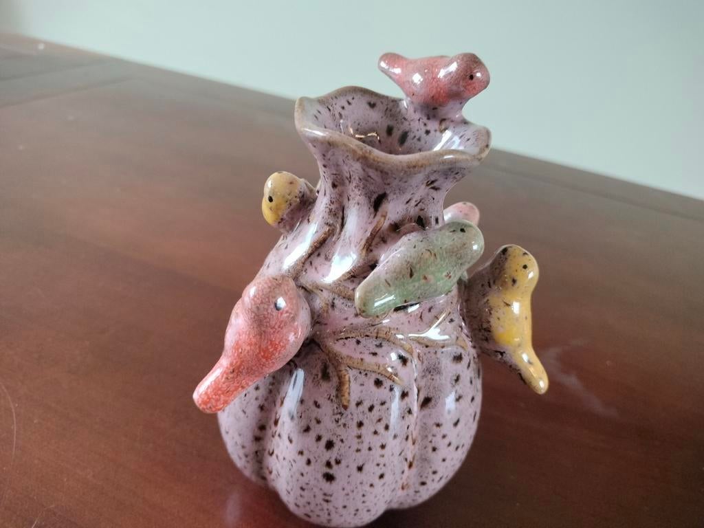 Aardewerk vaasje met vogeltjes, Ophalen