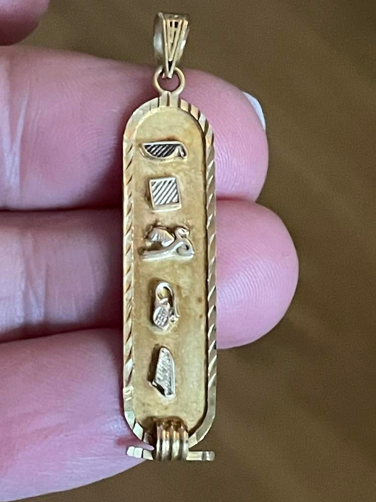 18 karaat gouden egyptische amulet hanger, Ophalen of Verzenden, Zo goed als nieuw, Goud