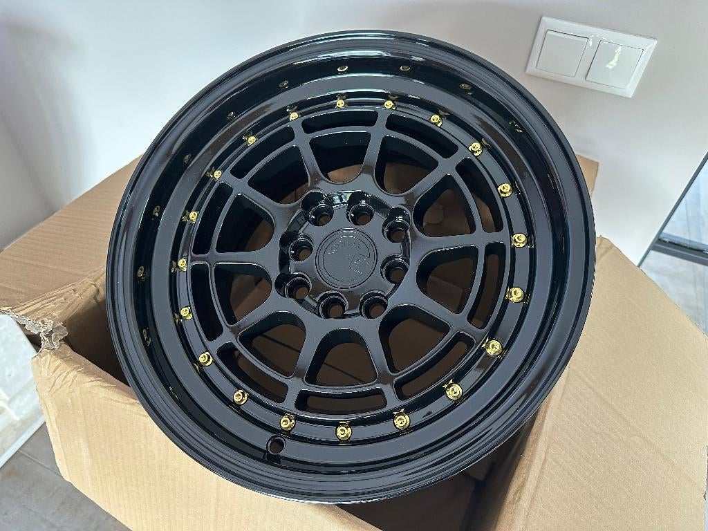 Aodhan AH04 Zwart goud 15 x 8.0J ET20 4x100 4x114.3, Ophalen of Verzenden