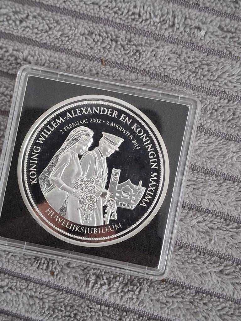 Willem Alexander, maxima. Huwelijksjubileum, Postzegels en Munten, Penningen en Medailles, Ophalen of Verzenden