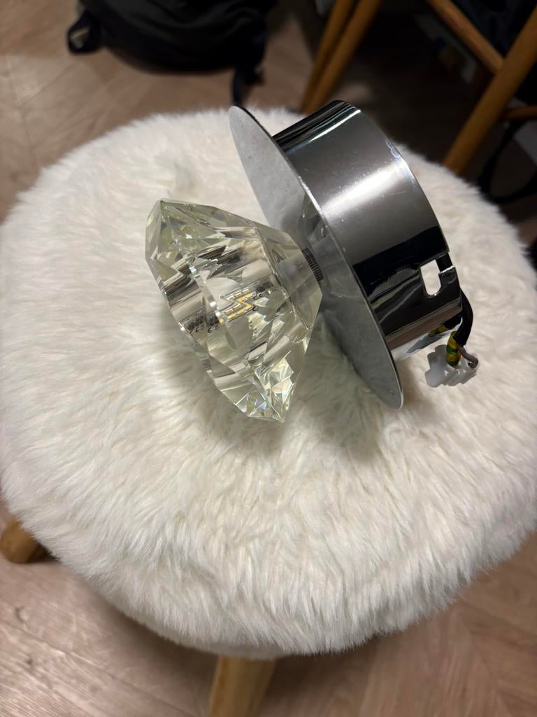 Diamant lamp plafondlamp zilver, Ophalen of Verzenden, Zo goed als nieuw