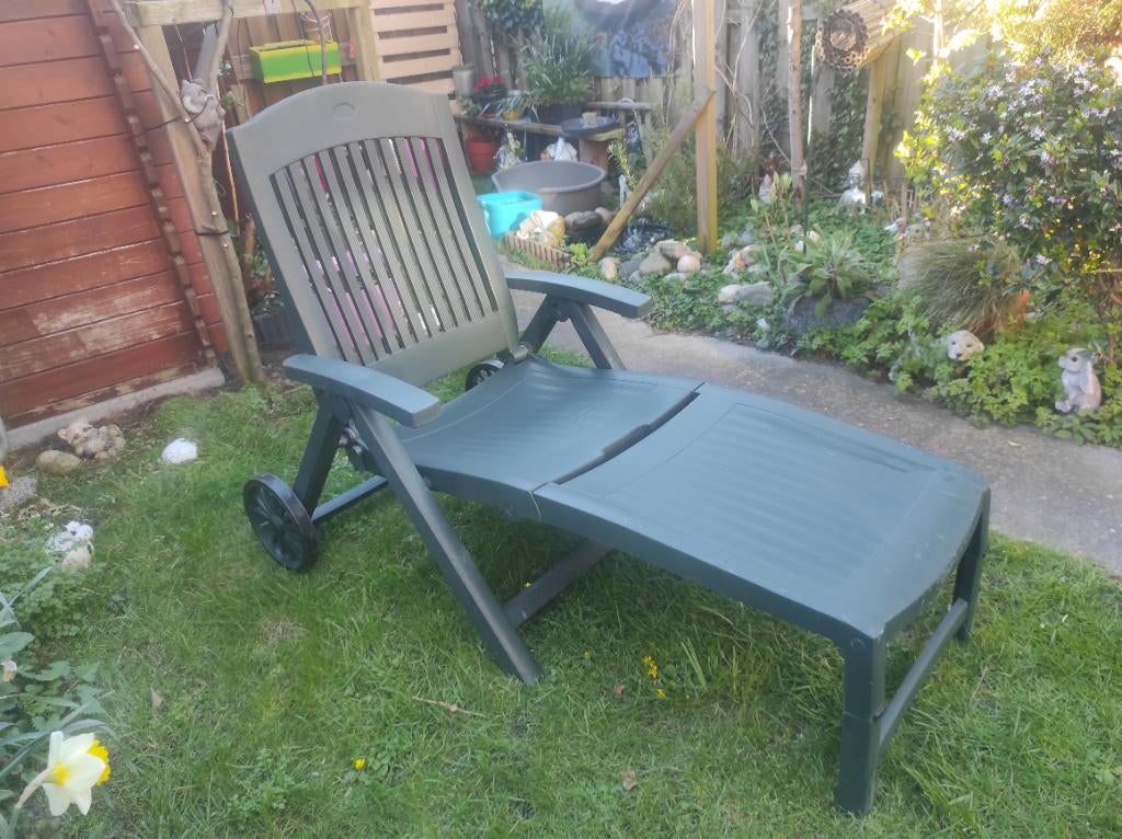 Tuin ligbed, Tuin en Terras, Ligbedden, Ophalen, Gebruikt, Kunststof, Verstelbaar