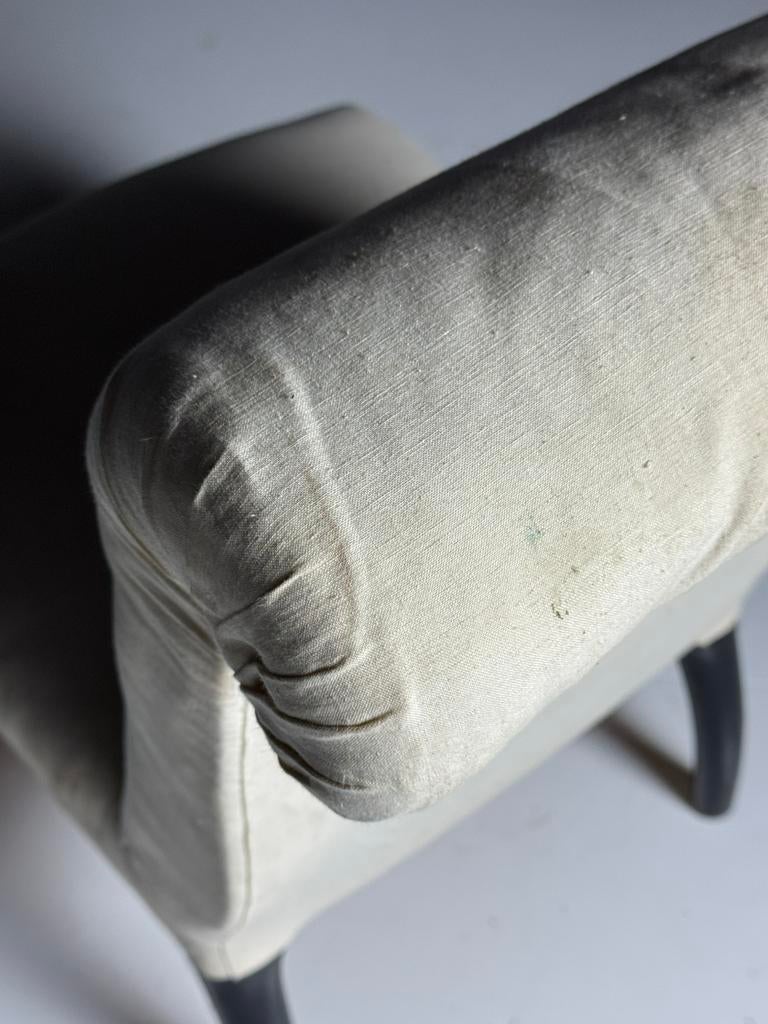 Franse Napoleon 3 slipper chair antiek, Ophalen of Verzenden, Zo goed als nieuw, 75 tot 100 cm, 50 tot 75 cm