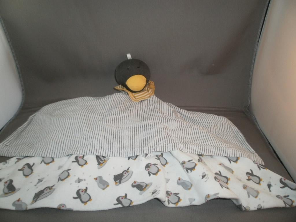 people organic pinguïn knuffel doek gestreept met pinguïns, Overige merken, Overige karakters, Overige typen, Nieuw