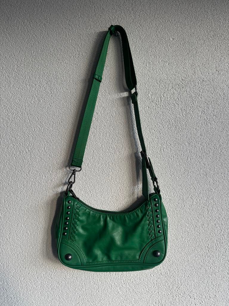 Zara groene schoudertas met studs, Overige merken, Zara, Ophalen of Verzenden, Zo goed als nieuw