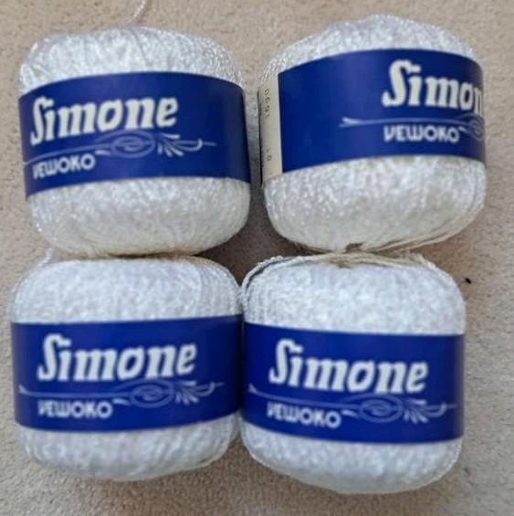 Simone Vewoko glansgaren - 4 bollen wit, 120 cm of meer, 200 cm of meer, Ophalen of Verzenden, Zo goed als nieuw