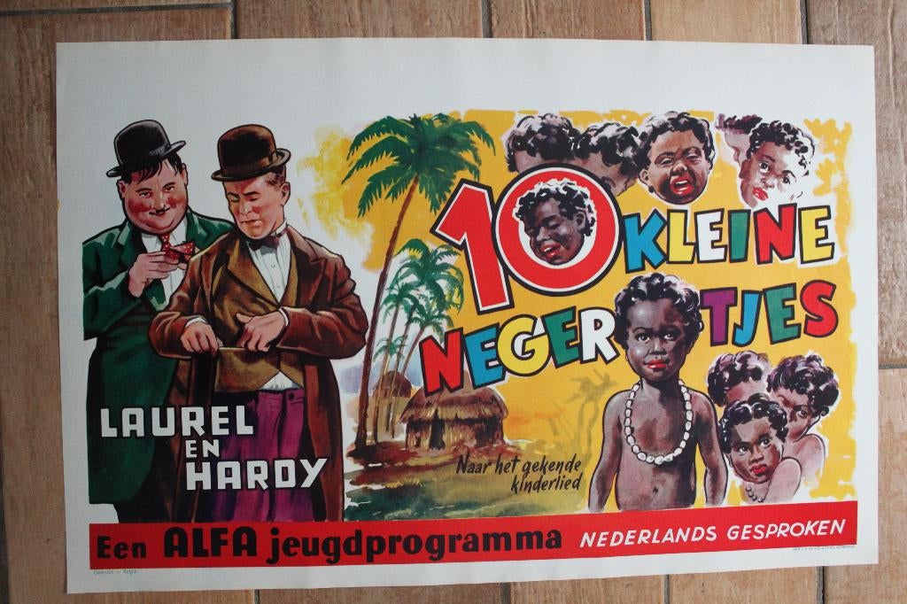 filmaffiche Laurel And Hardy 10 kleine negertjes filmposter, Rechthoekig Liggend, Ophalen of Verzenden, Zo goed als nieuw, A1 t/m A3