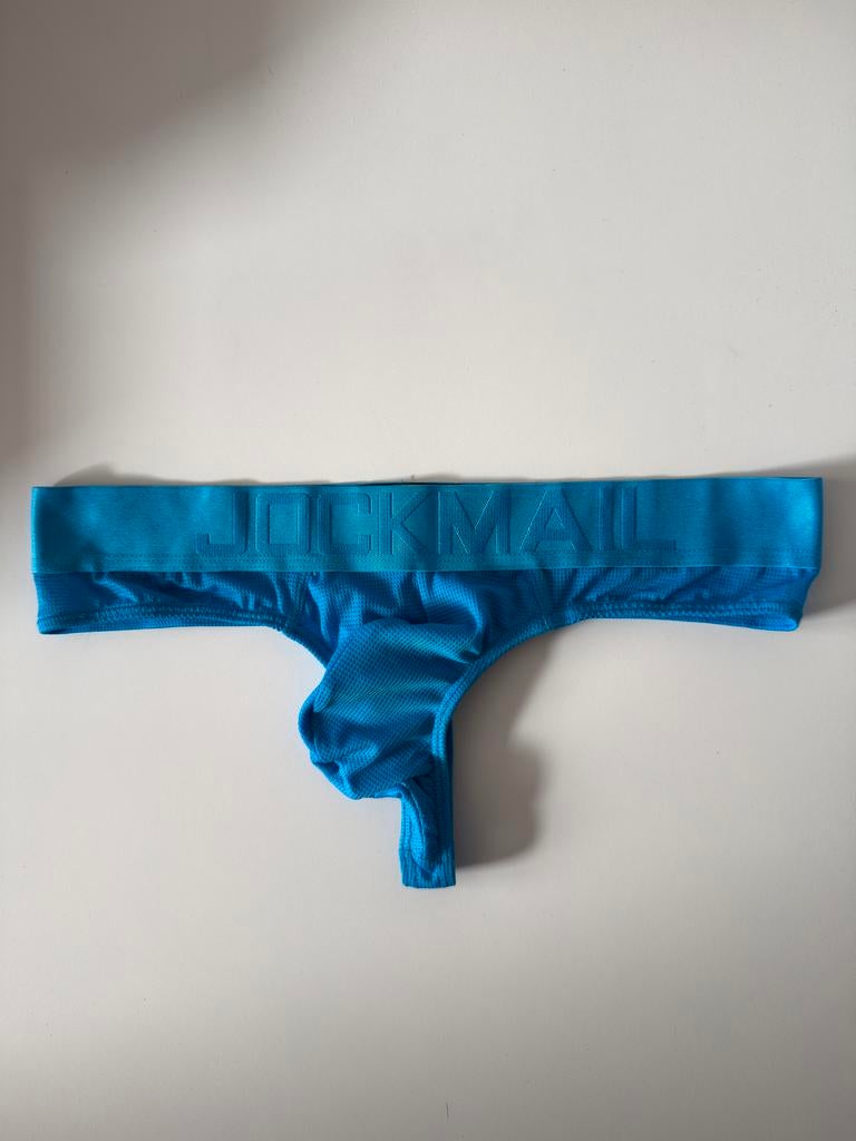 Stoere felblauwe sportieve string - in mesh look, Ophalen of Verzenden, Blauw, Slip