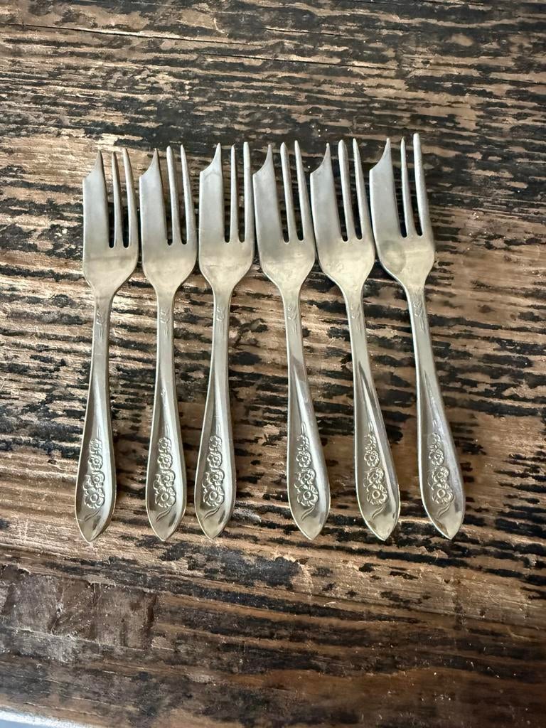 6 oude vintage gebakvorkjes, Ophalen of Verzenden