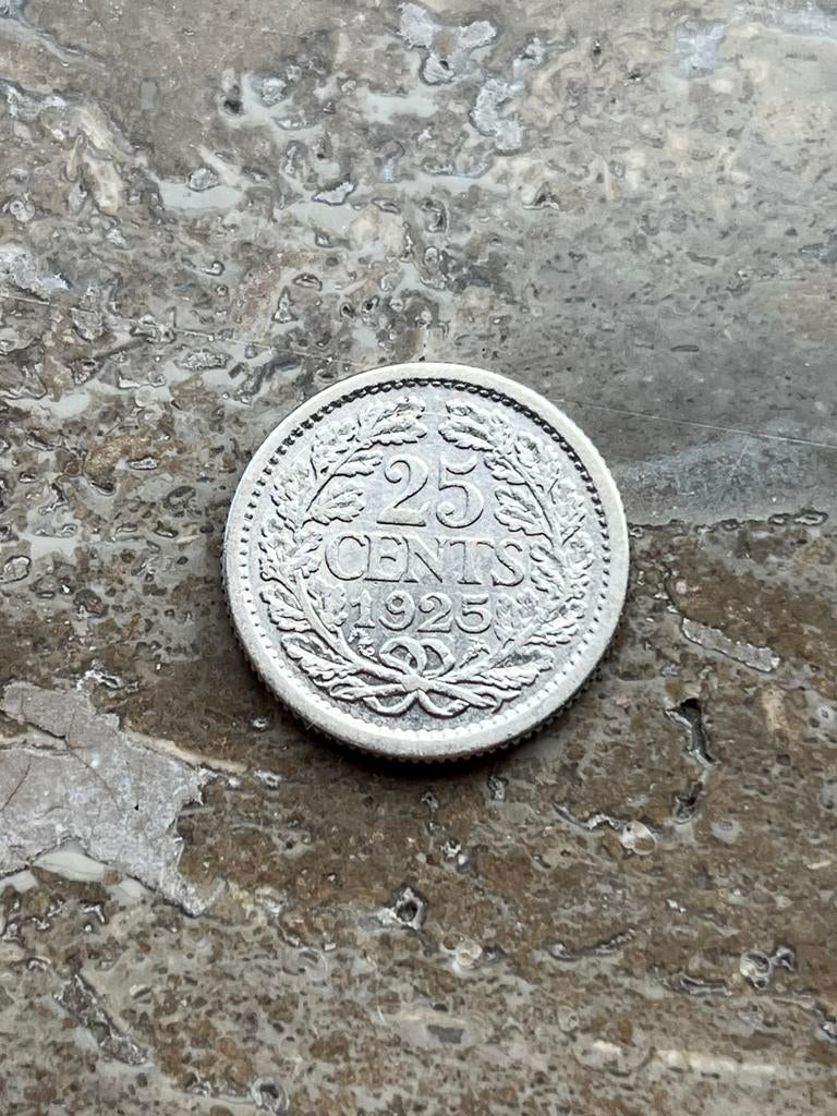 25 cent 1925 Wilhelmina , hele mooie kwaliteit, Postzegels en Munten, Munten | Nederland, Zilver, 25 cent, Ophalen of Verzenden