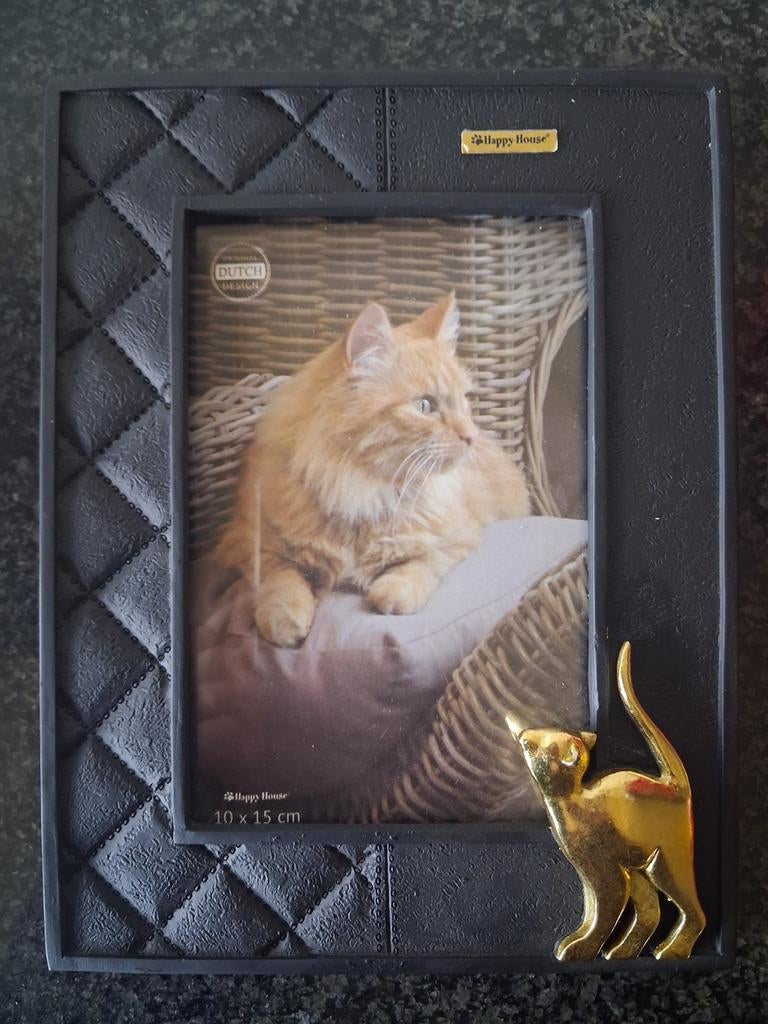 Nieuw: fotolijst Happy House met gouden kat, Ophalen of Verzenden, Nieuw