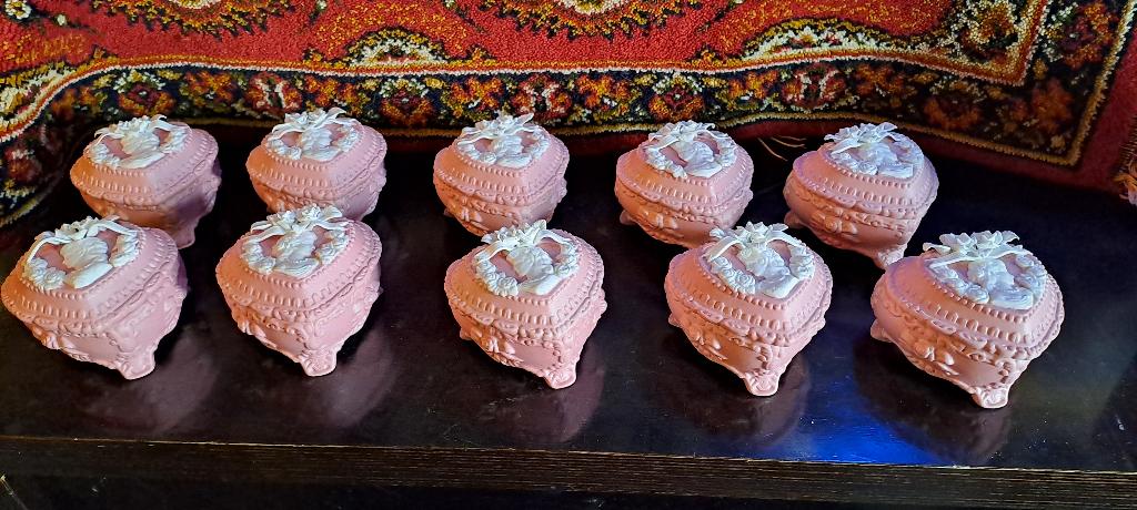 Lot 10 x stenen sieraden doosjes hartvormig NIEUW !!, Ophalen