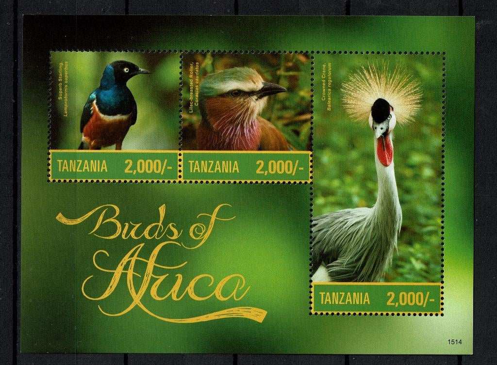 TANZANIA 2015 PF BLOK VOGELS BIRDS 3, Ophalen of Verzenden, Postfris, Dier of Natuur