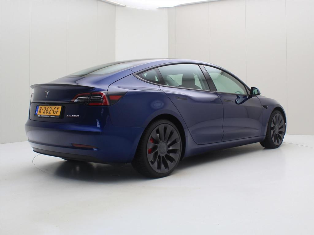 Tesla Model 3 Performance AWD 486pk 75 kWh 87% SoH FACELIFT, Automaat, Gebruikt, Zwart, Blauw