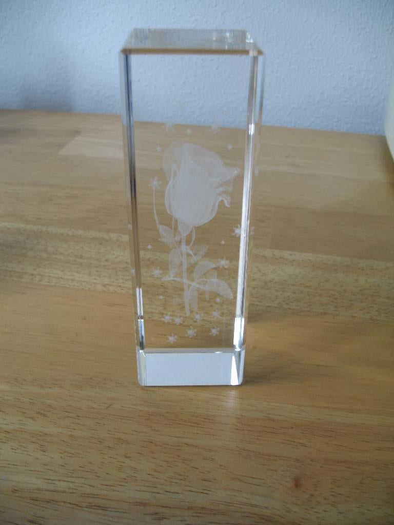 Glas Sculptuur Press Papier* Roos* Vintage, Ophalen of Verzenden