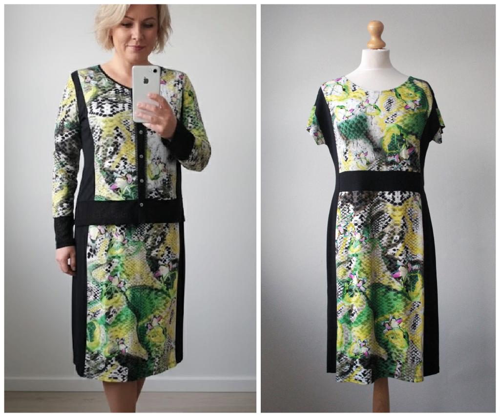 Pause Cafe - set van jurk en vest / groen zwart / maat 40 42, Maat 38/40 (M), Verzenden, Zo goed als nieuw, Pause Cafe