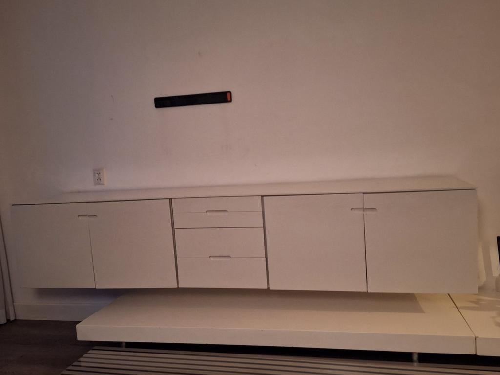 Strak wit dressoir met lades en deuren, Modern, Strak, 150 tot 200 cm, Ophalen of Verzenden, Zo goed als nieuw