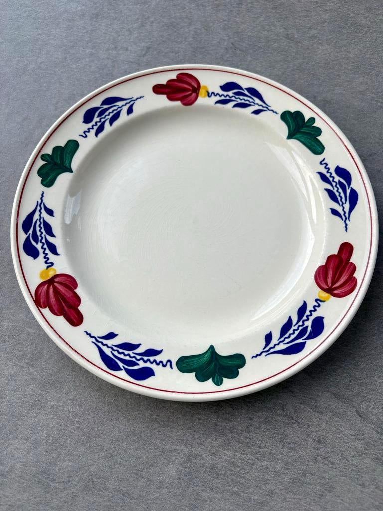 Boerenbont ontbijtborden (2 stuks), Huis en Inrichting, Keuken | Servies, Gebruikt, Ophalen of Verzenden, Bord(en), Aardewerk