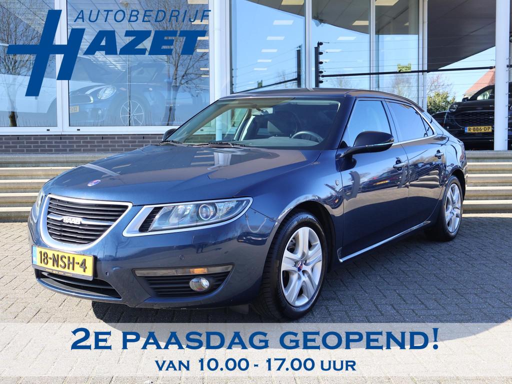 Saab 9-5 2.0T 220 PK ORIGINEEL NEDERLANDS + TREKHAAK | NAVIG, Auto's, Voorwielaandrijving, Euro 5, Stof, Zwart