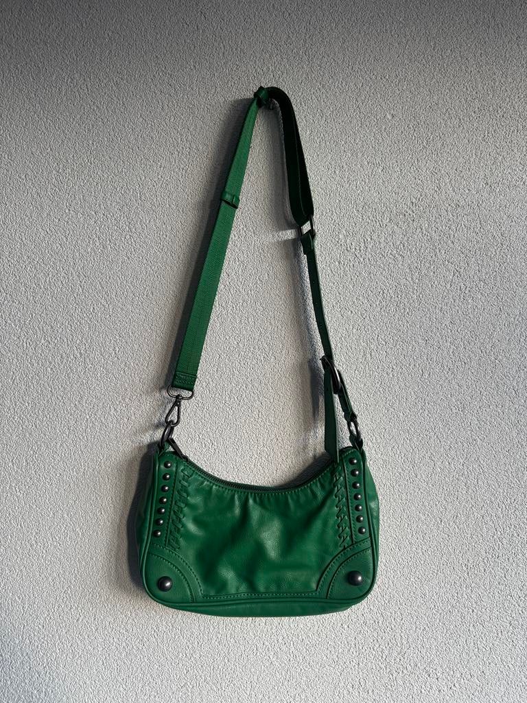 Zara groene schoudertas met studs, Overige merken, Zara, Ophalen of Verzenden, Zo goed als nieuw