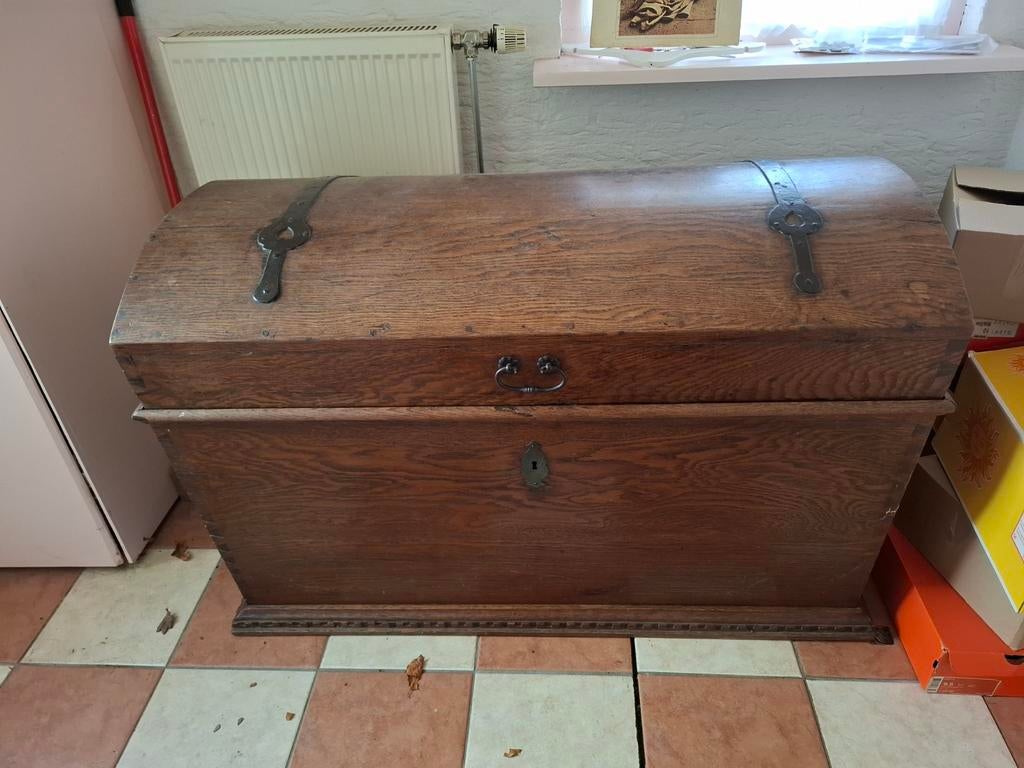 Antieke dekenkist van eikenhout - 125x60x80 cm, Huis en Inrichting, Woonaccessoires | Kisten, Ophalen, Gebruikt, 50 tot 100 cm