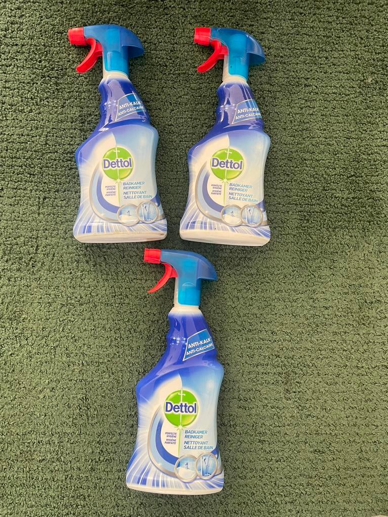 3 Nieuwe Spuitflessen Dettol Anti-Kalk Badkamer Reiniger, Ophalen, Schoonmaakmiddel