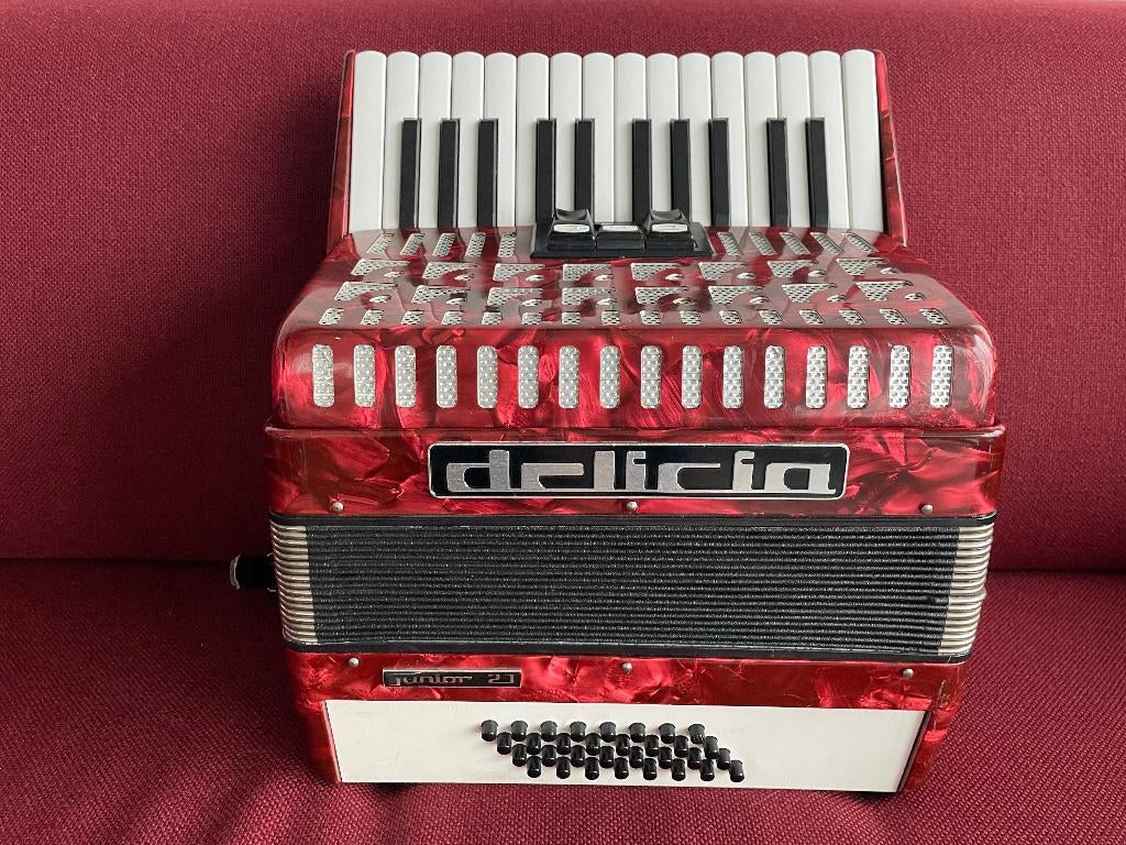 Kleine  Delicia Junior 21 accordeon . 32 bas ., Muziek en Instrumenten, Accordeons, Gebruikt, 32-bas, Met koffer, Delicia