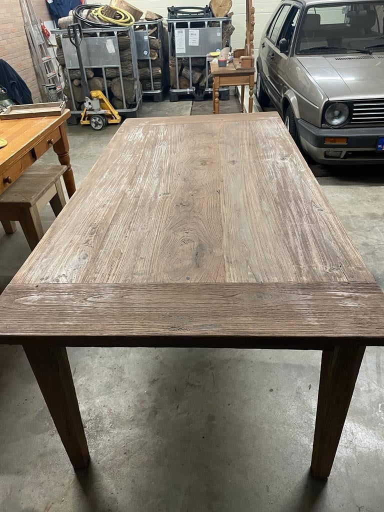 Houten eettafel (gestraald), Ophalen, Gebruikt, 200 cm of meer, 50 tot 100 cm