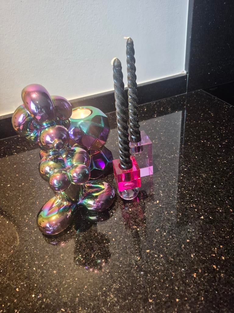 Decoratie set: Ballon hond en theelichthouders, Kunststof, Overige kleuren, Ophalen of Verzenden, Zo goed als nieuw