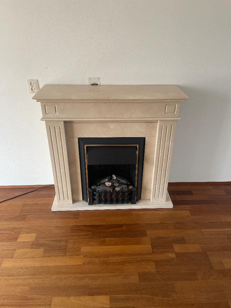 Haard marmeren ombouw, Huis en Inrichting, Haarden, Ophalen, Gebruikt, Inbouwhaard, Elektrische haard