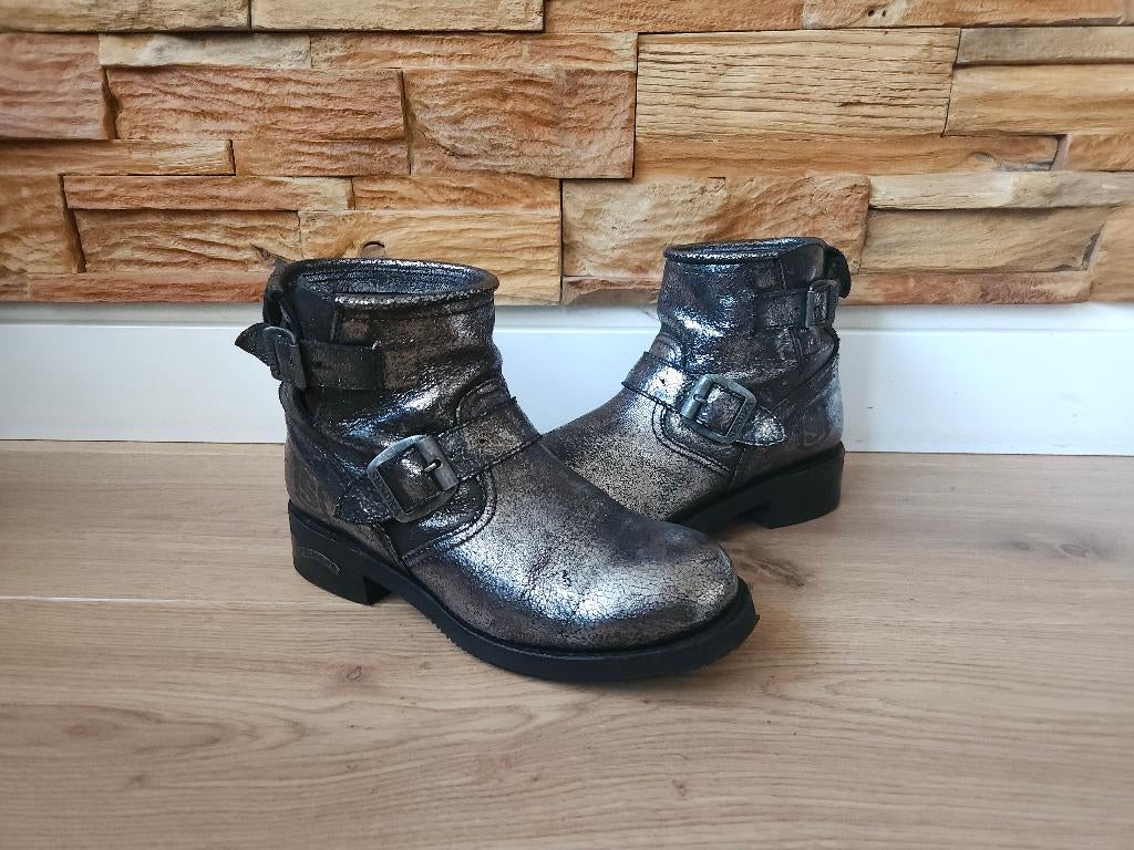 Sendra Bikerboots Enkellaarsjes - Maat 38 - Zilver/Grijs, Sendra, Lage of Enkellaarzen, Ophalen of Verzenden, Zo goed als nieuw