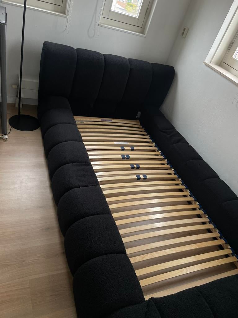 Teddy bed 1 persoons, zwart, Ophalen, 90 cm, Eenpersoons, Zwart