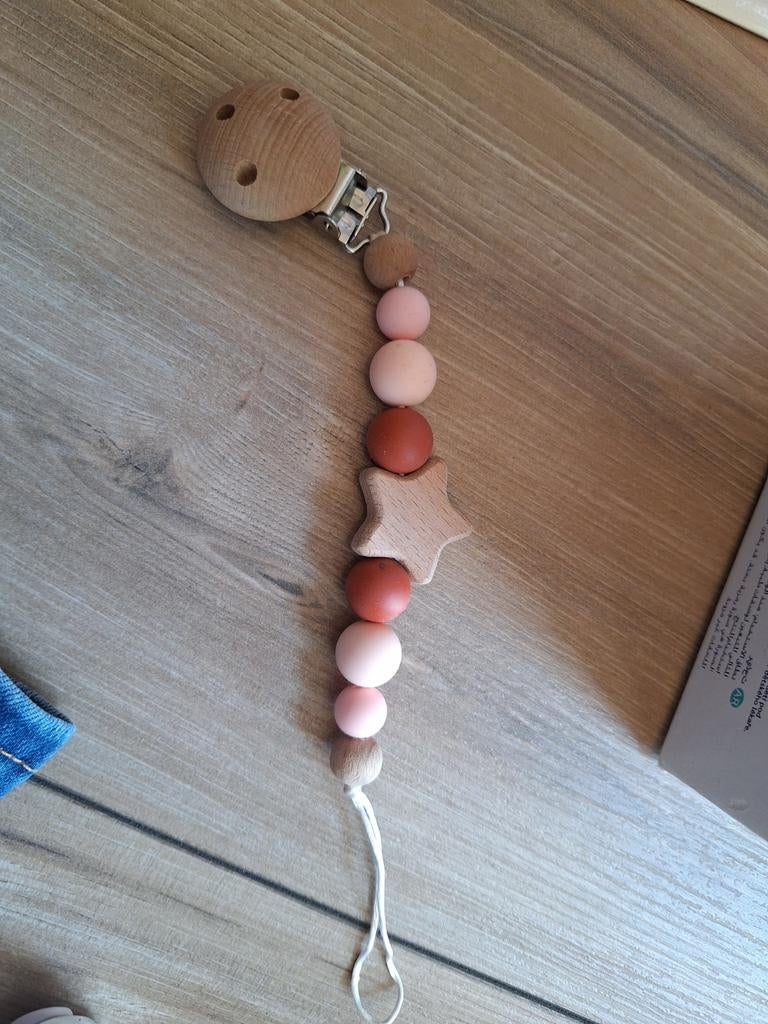 Speenkoord met houten kralen en ster, Ophalen of Verzenden, Nieuw