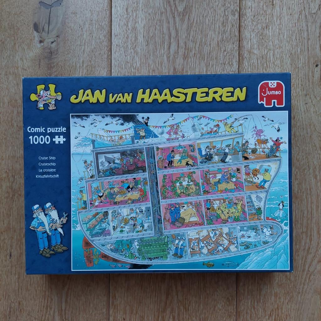 Jan van Haasteren puzzel 'Het cruiseschip' 1000 stukjes, Ophalen of Verzenden, 500 t/m 1500 stukjes, Zo goed als nieuw