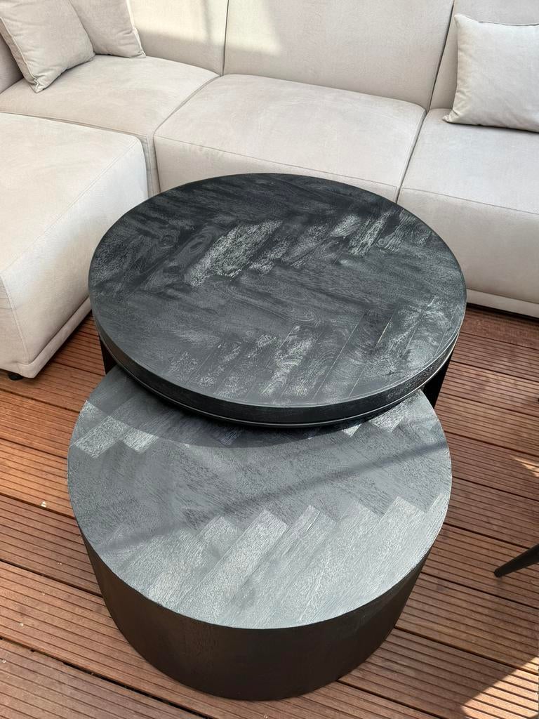 Visgraat salontafel 90CM, Ophalen, 50 tot 100 cm, Rond, Zo goed als nieuw