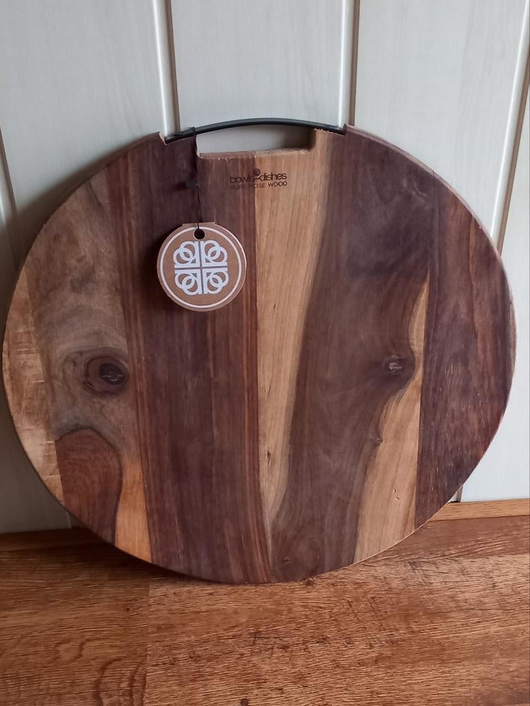 Pure Rose Wood Serveerplank Ø50cm.'Bowls and Dishes'(Nieuw!), Huis en Inrichting, Ophalen, Nieuw, Rond, Hout